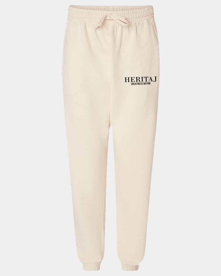 GREATNESS WITHIN-CLASSIC BRAND LOGO-(Pigment-Dyed)-JOGGERS-IVORY