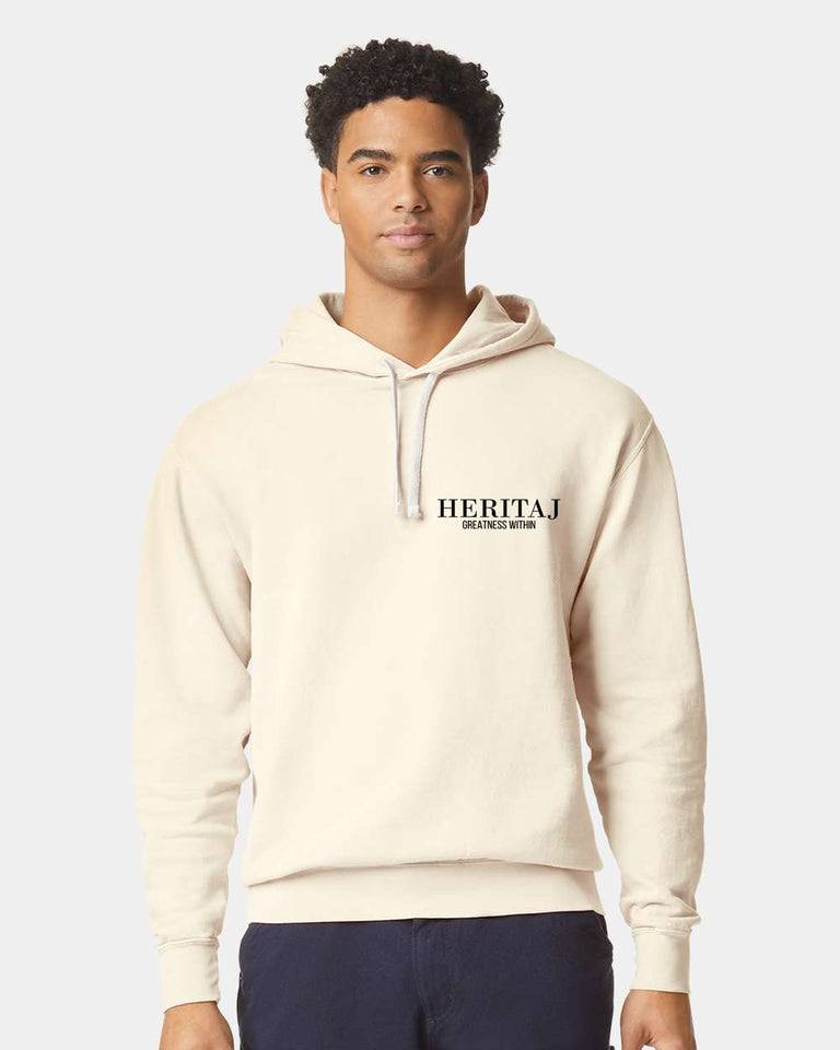 GREATNESS WITHIN-CLASSIC BRAND LOGO-(Pigment-Dyed)-HOODIE-IVORY