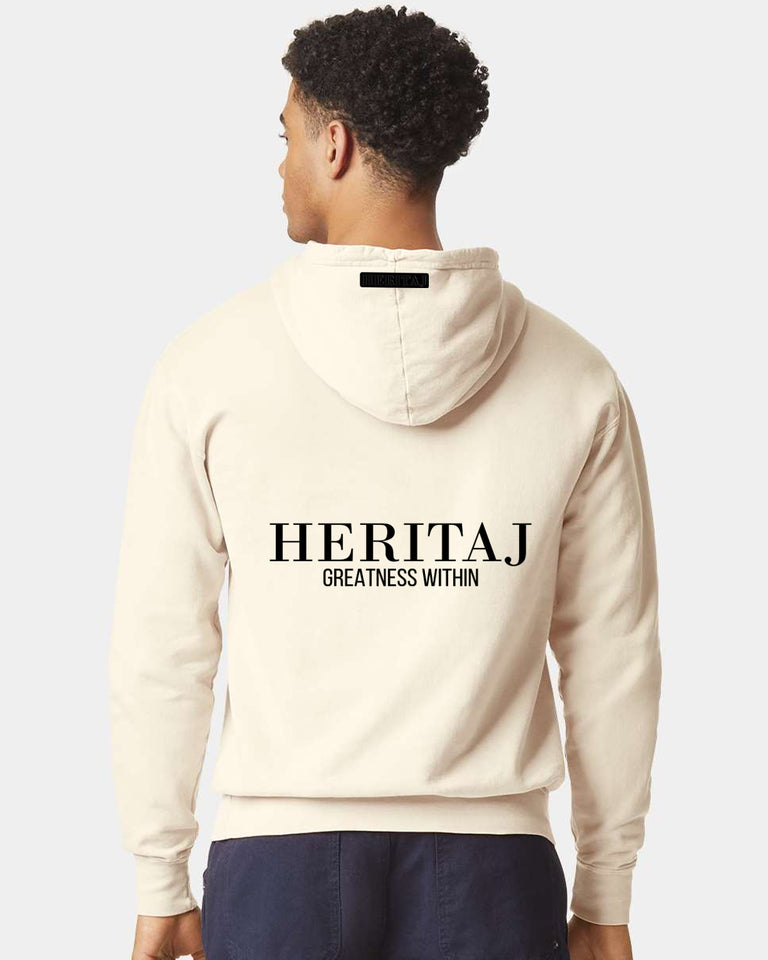 GREATNESS WITHIN-CLASSIC BRAND LOGO-(Pigment-Dyed)-HOODIE-IVORY