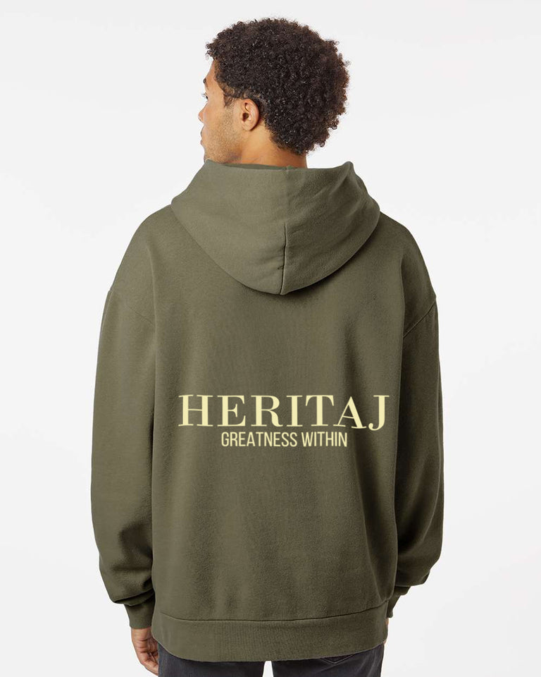 GREATNESS WITHIN-CLASSIC BRAND LOGO-(Pigment-Dyed)-HOODIE-OLIVE