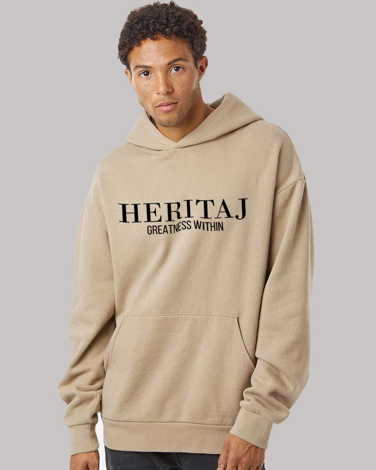 GREATNESS WITHIN-CLASSIC BRAND LOGO-(Pigment-Dyed)-HOODIE-SANDSTONE
