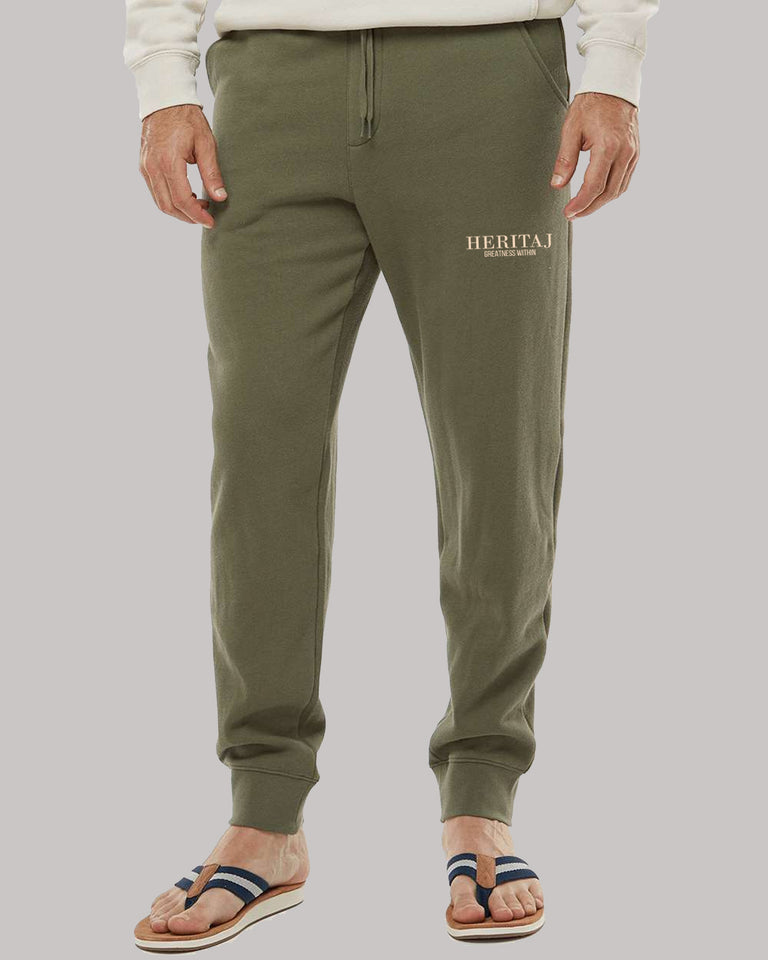 GREATNESS WITHIN-CLASSIC LOGO-(Pigment-Dyed)-JOGGERS-OLIVE