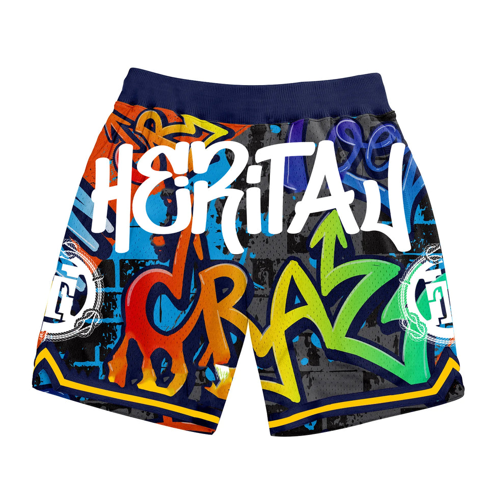 CRAZY GRAFFITI PRINT-BASKETBALL SHORTS