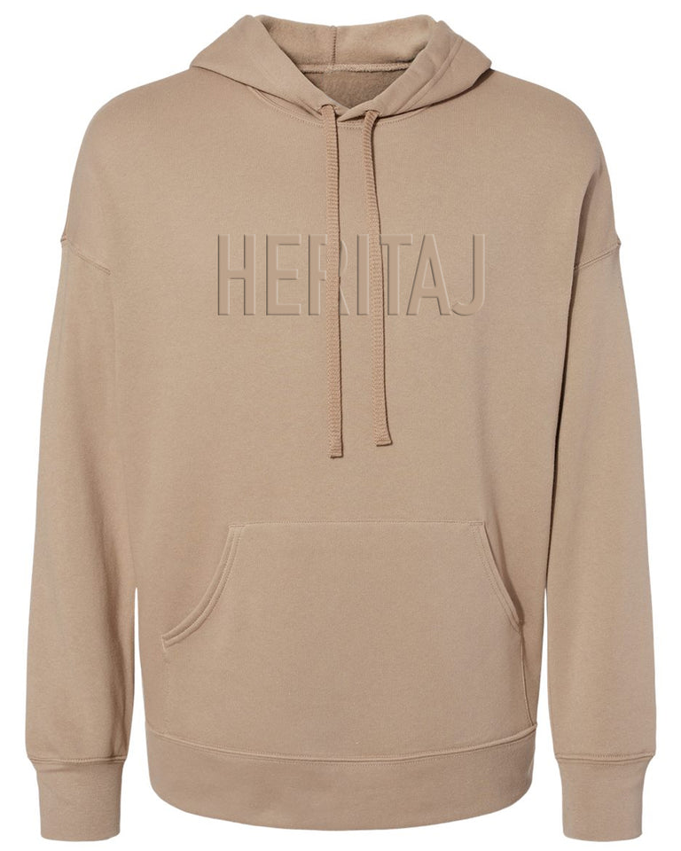 HERITAJ EMBOSSED LOGO((PIGMENT-DYED) HOODIE-BRN