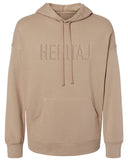 HERITAJ EMBOSSED LOGO((PIGMENT-DYED) HOODIE-BRN