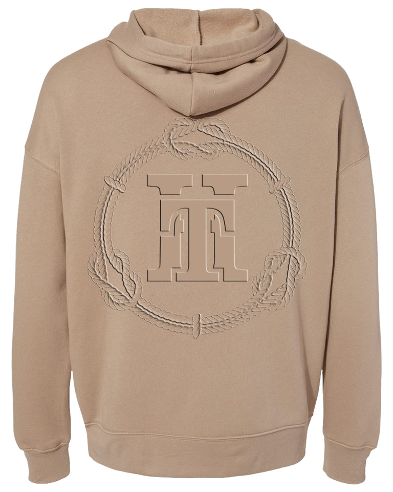 HERITAJ EMBOSSED LOGO((PIGMENT-DYED) HOODIE-BRN