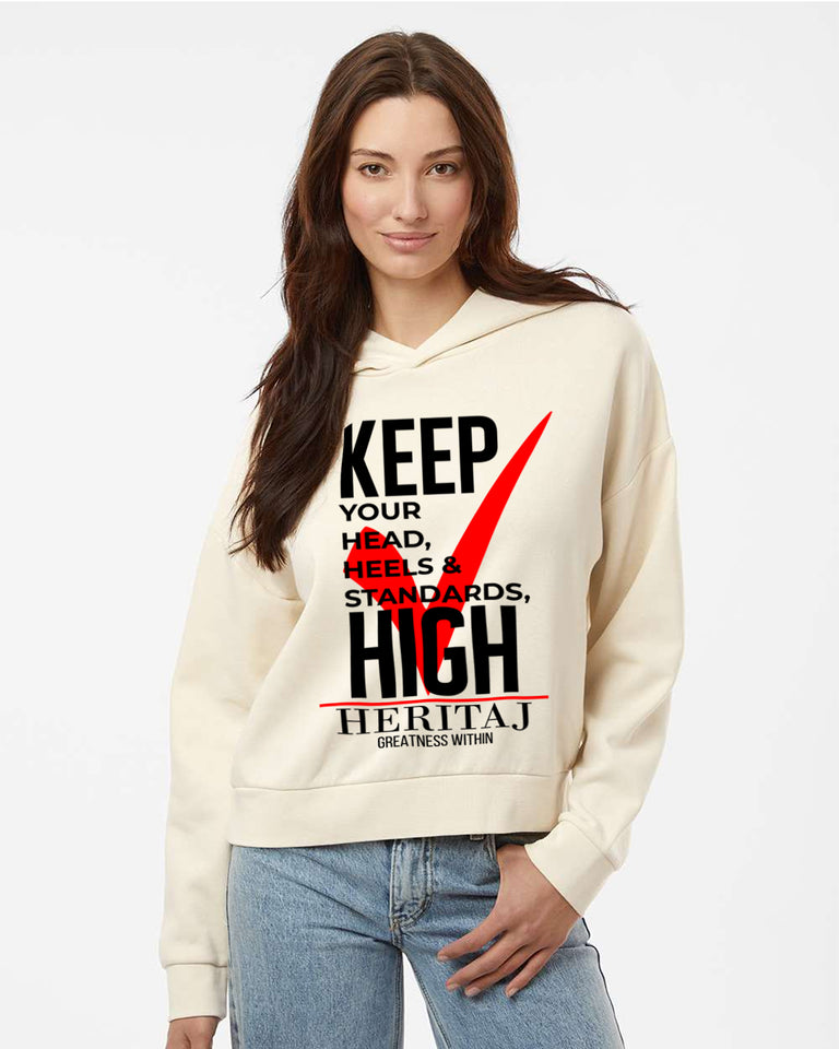 KEEP YOUR HEELS-CROP HOODIE