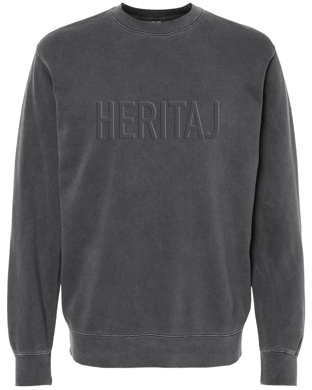 EMBOSSED HERITAJ LOGO-(Unisex Pigment-Dyed Crewneck Sweatshirt)