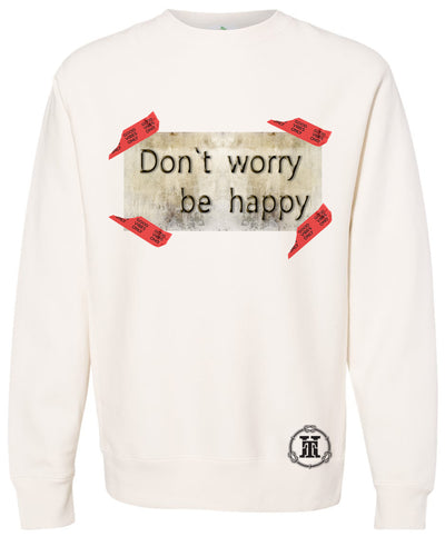 BE HAPPY-(Premium Heavyweight Cross-Grain Crewneck Sweatshirt)