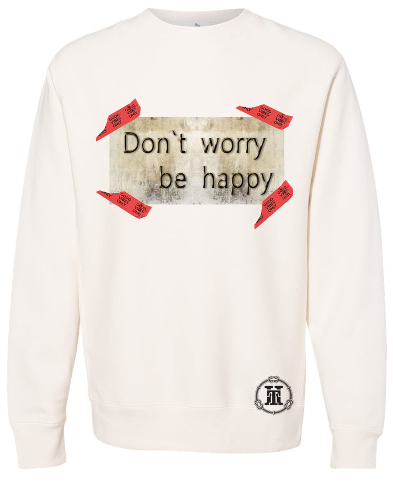 BE HAPPY-(Premium Heavyweight Cross-Grain Crewneck Sweatshirt)