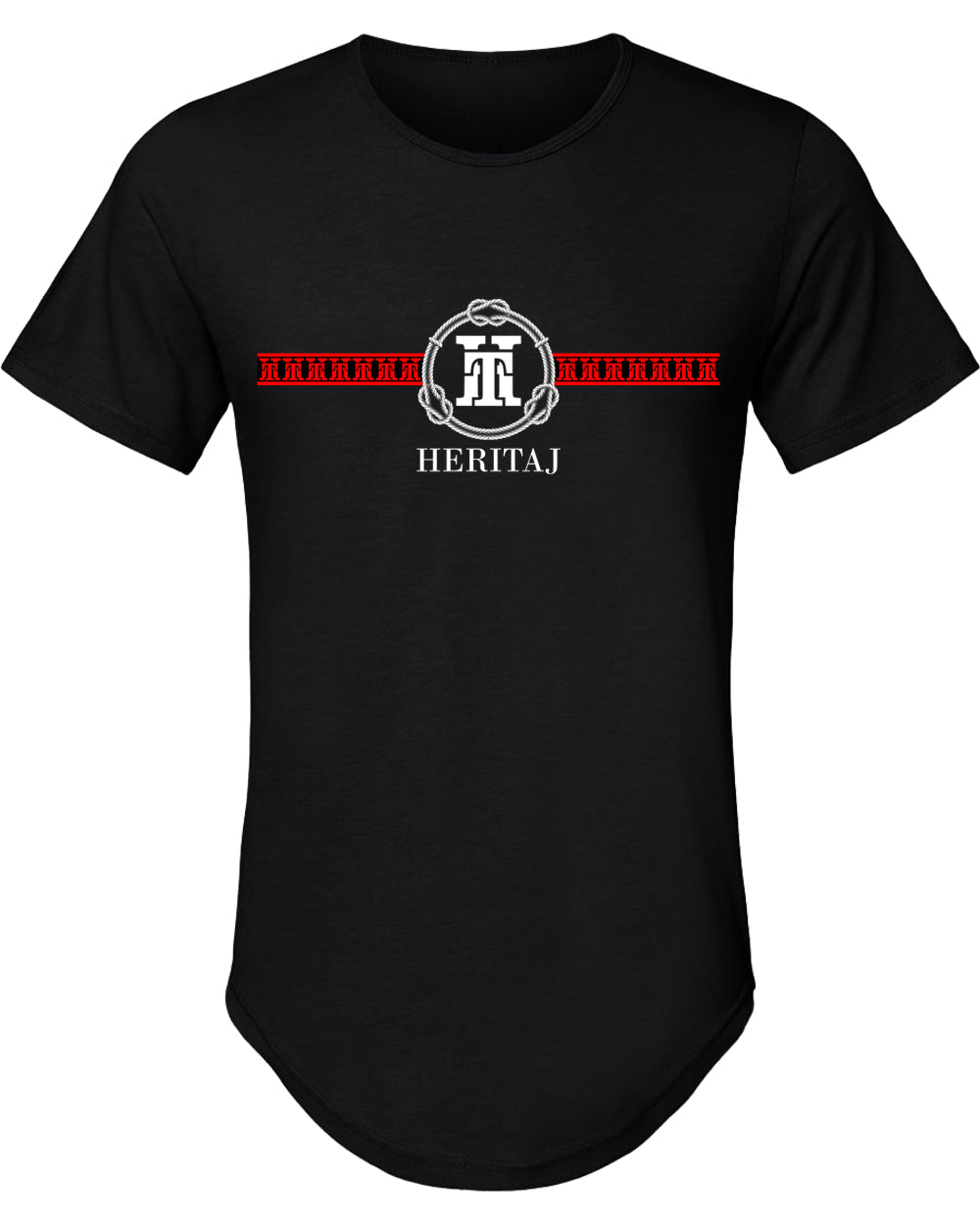 HERITAJ-UNITY-RED STRIPE (Curved Hem Short Sleeve T-Shirt) NR
