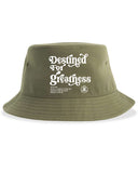DESTINED FOR GREATNESS (WHITE) EMBLEM-BUCKET HAT-AG