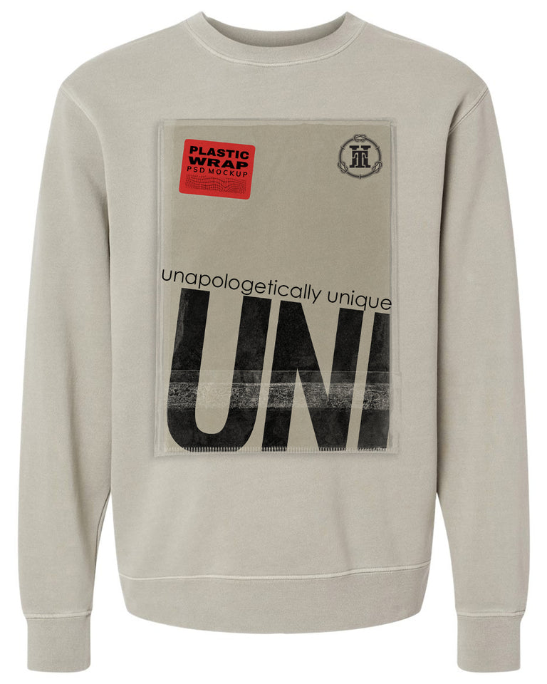 UNAPOLOGETICALLY UNIQUE-(Unisex Pigment-Dyed Crewneck Sweatshirt)